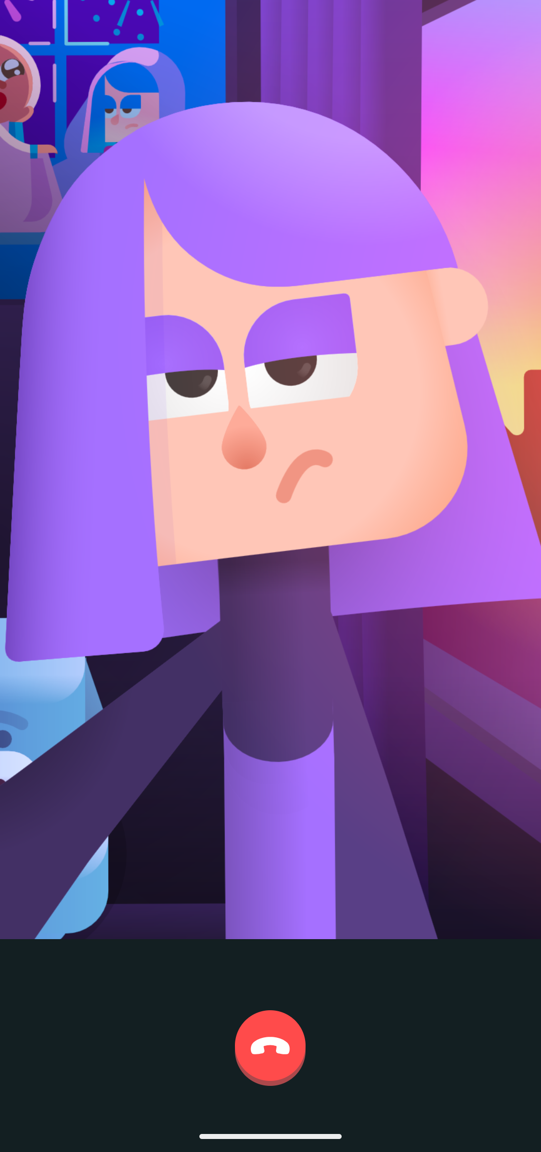 「リリーとのビデオ通話」機能のスクリーンショット。リリーが表示されている。
