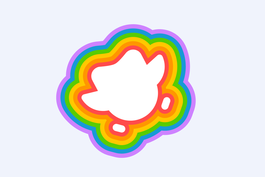 多様性を表現した虹の7色で描かれたフクロウのデュオのイラスト。