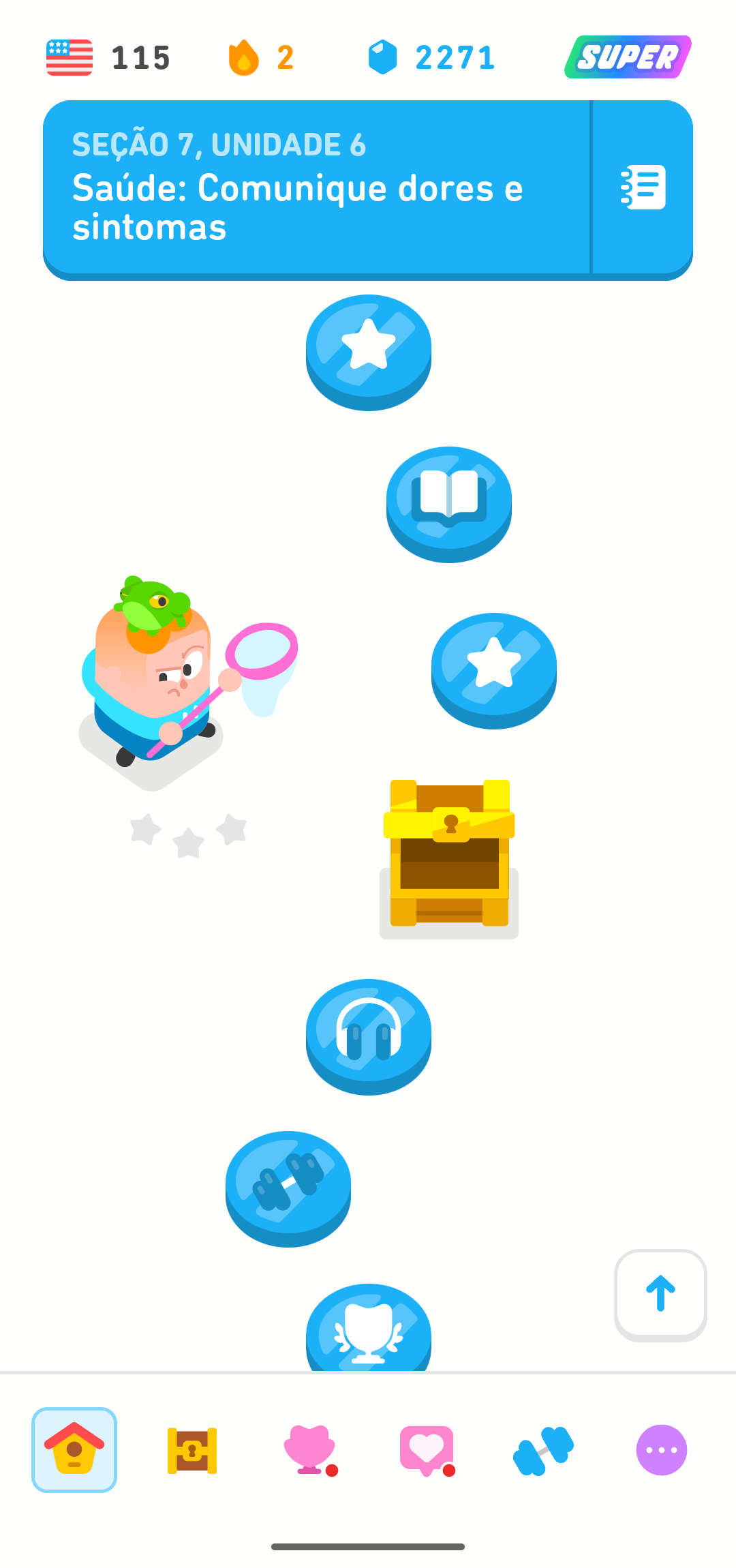 Captura de tela mostrando a trilha do curso de inglês para falantes de português.