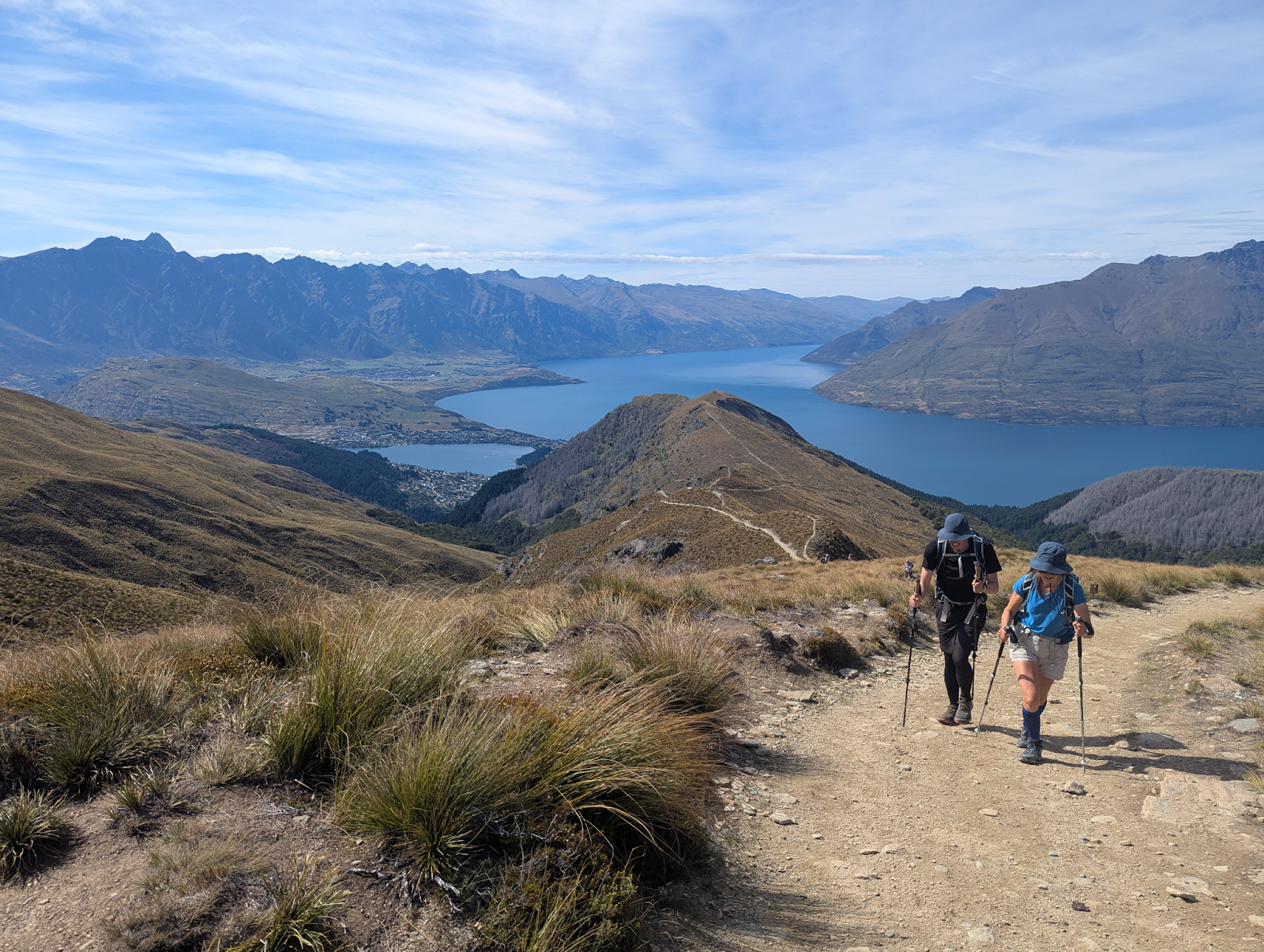 Natalie and her husband hiking on Ben Lomond trail above Lake Wakatipu.