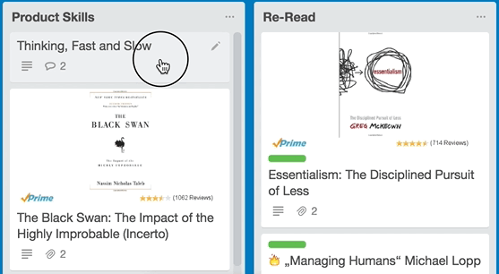 Amazon UI showing a title being dragged between two lists.
