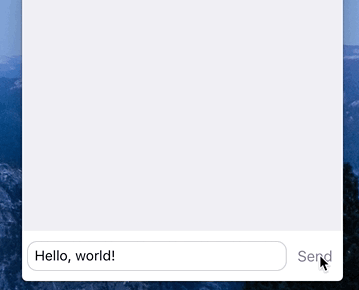 Messaging UI showing a sent message with a pending delivery state.