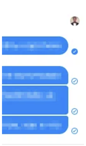 Messaging UI showing a sent message with a failed delivery state.