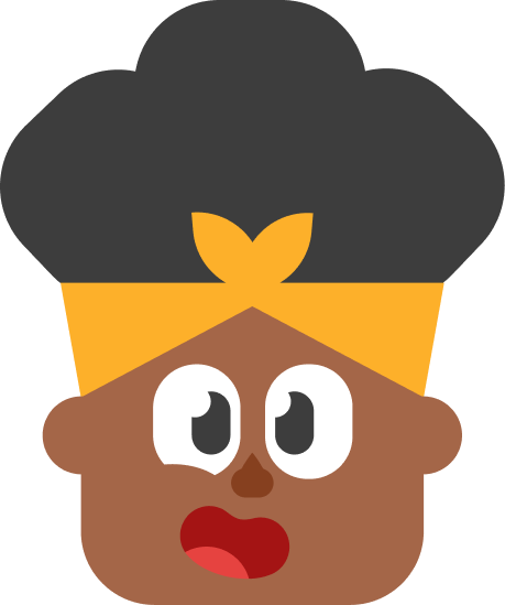 Duolingo character Bea smiling with her mouth open