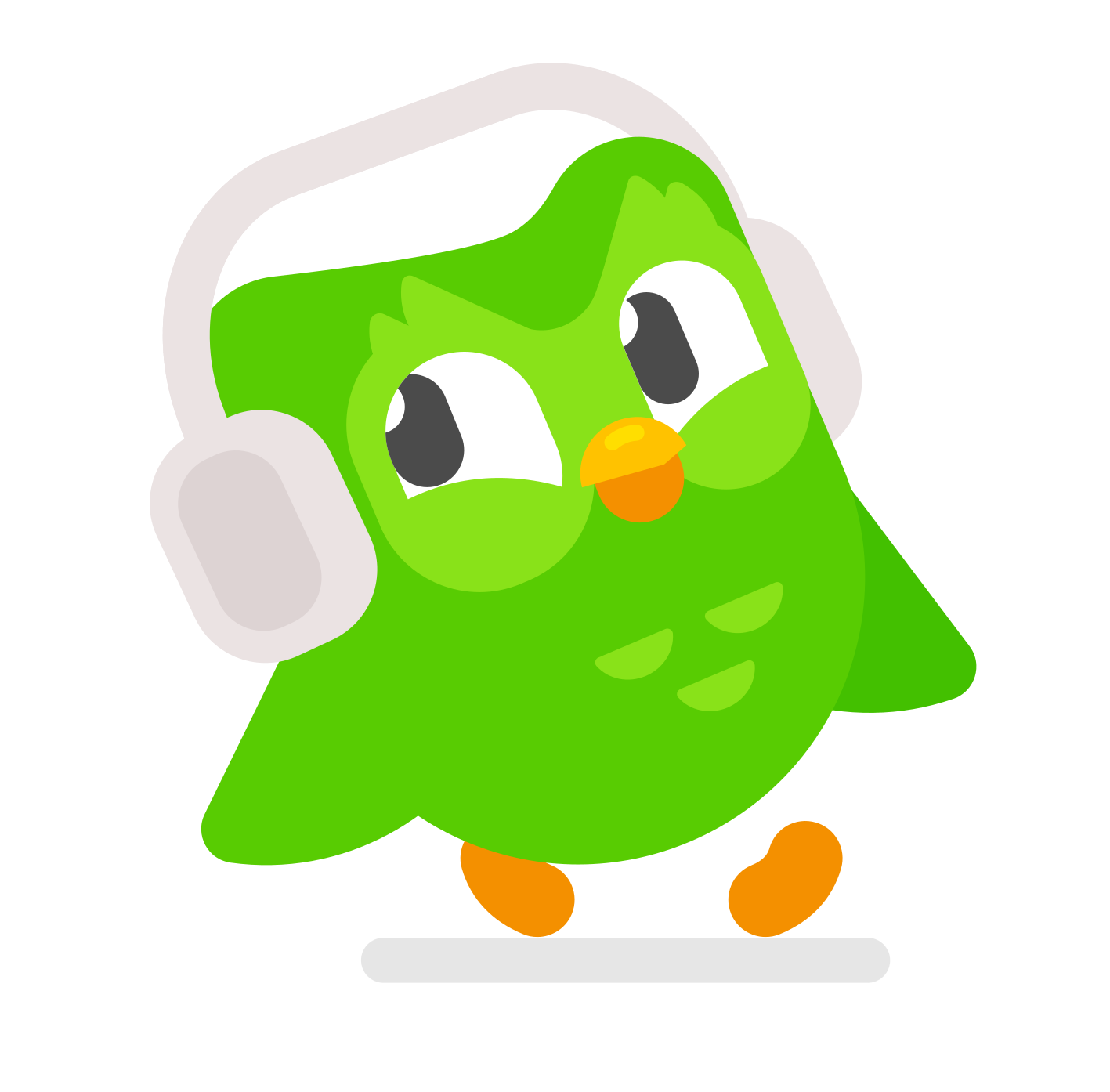 Image of Duo the owl with headphones on and looking cheerful