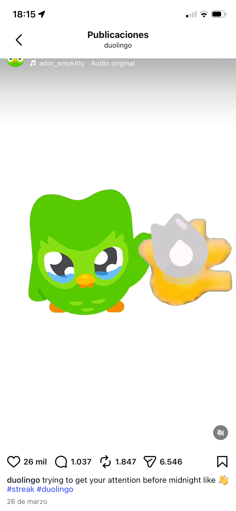 An Instagram feed shows a post from Duolingo