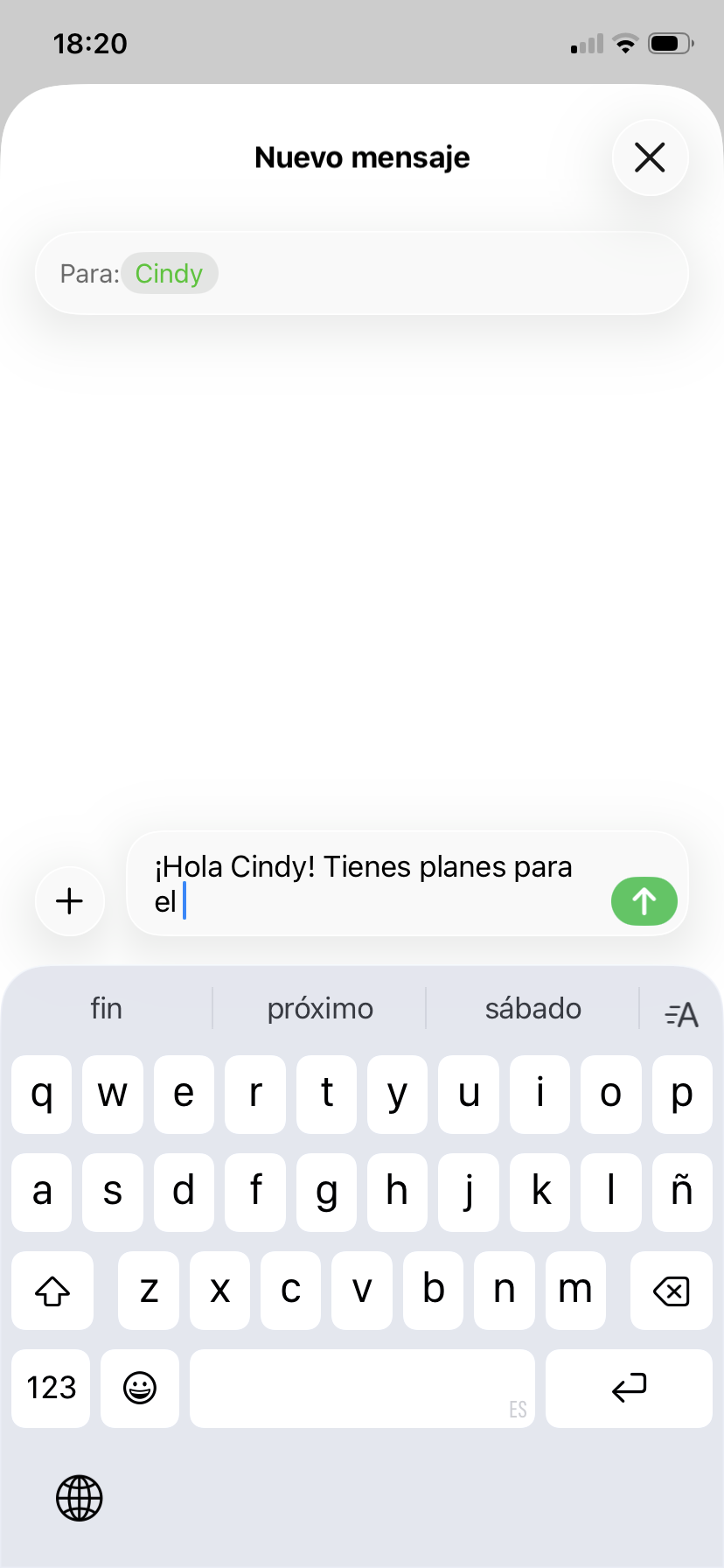 Somebody is texting Cindy and the iPhone is suggesting words in Spanish to fill out the text.
