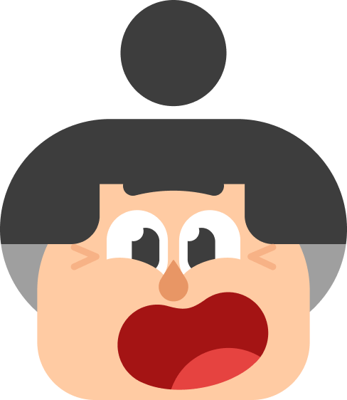 Duolingo character Lucy smiling with her mouth open