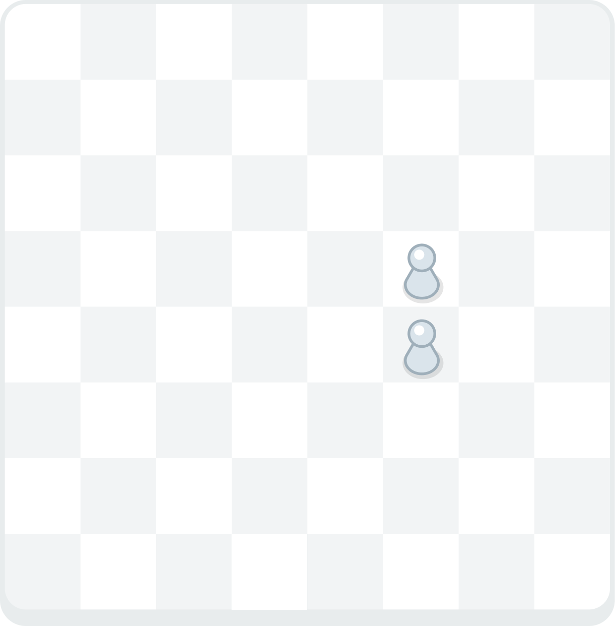 A chess board showing two white pawns on the same file, directly in front of each other (on f4 and f5).