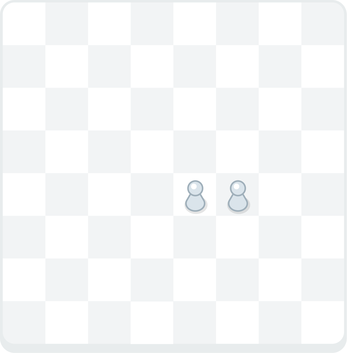 A chess board showing two pawns next to each other (on e4 and f4) without any support from behind.