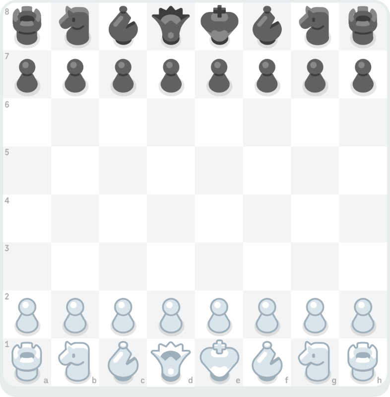 A gif showing the opening moves for the Chigorin Defense: 1. White’s d-pawn moves to d4 and Black’s d-pawn moves to d5. 2. White’s c-pawn moves to c4 and Black’s knight moves to c6.