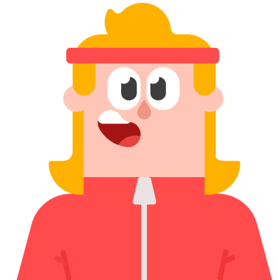 Alt: Duolingo character Lucy with her mouth open wide