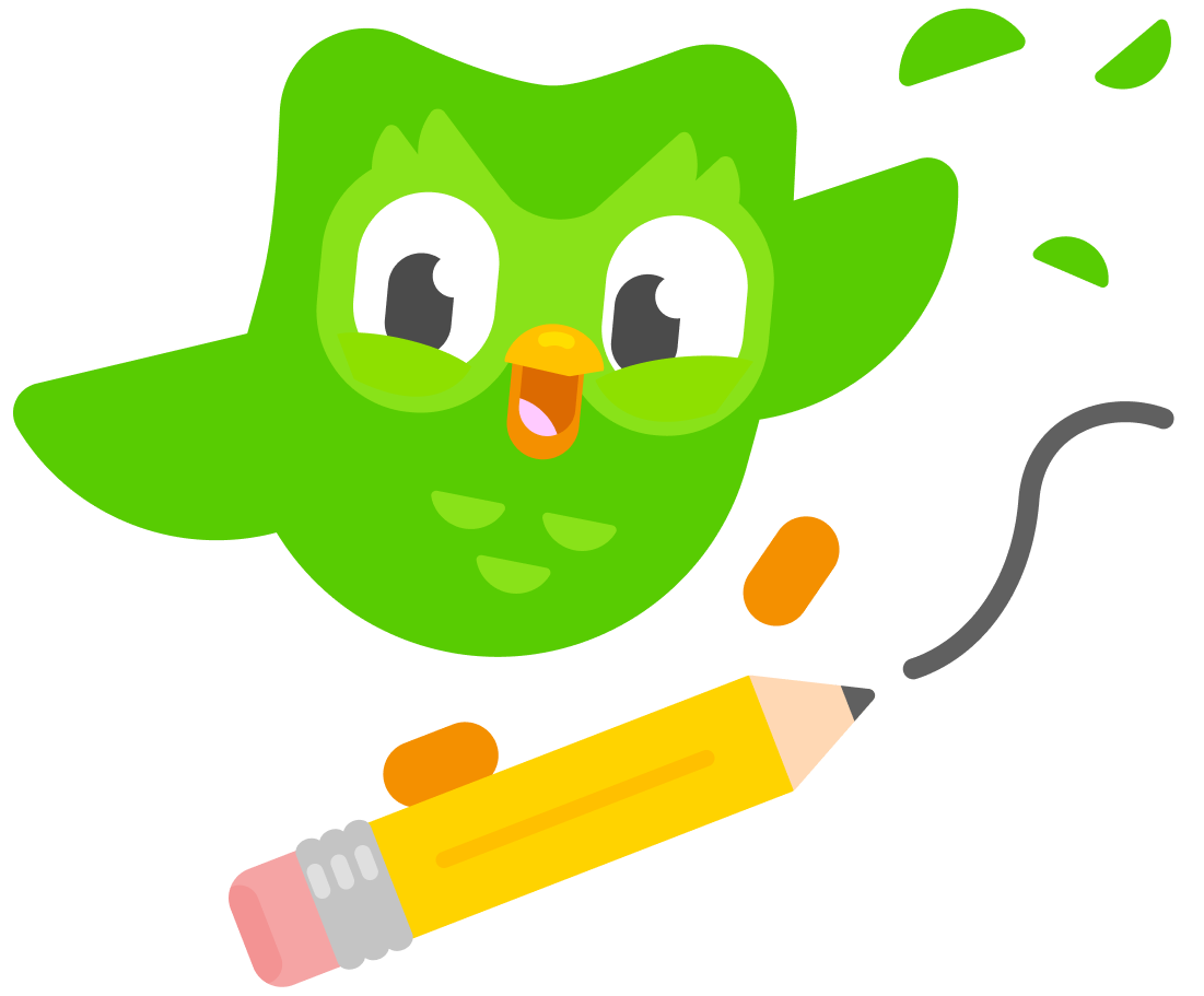 Illustration of Duo the owl standing on a pencil as if surfing, looking amused