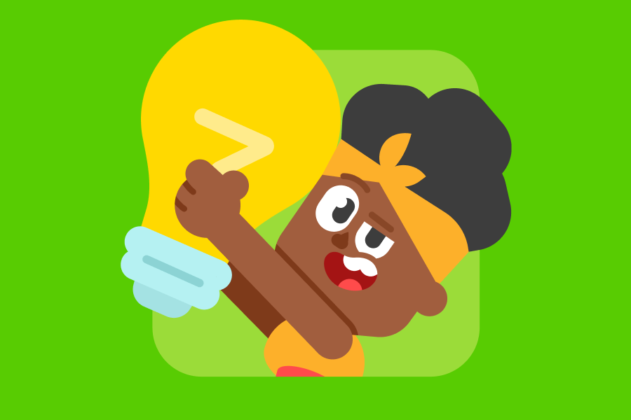 Illustration of Bea holding a giant light bulb