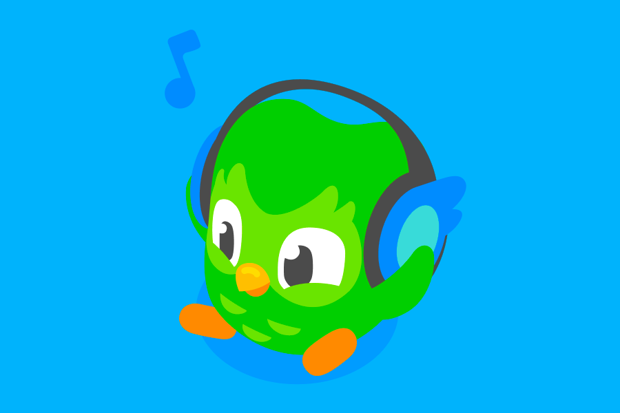 Illustration of Duo sitting listening to music on headphones