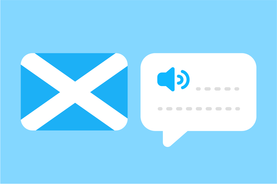 Drapeau de l’Écosse à côté d’une bulle de texte vide
