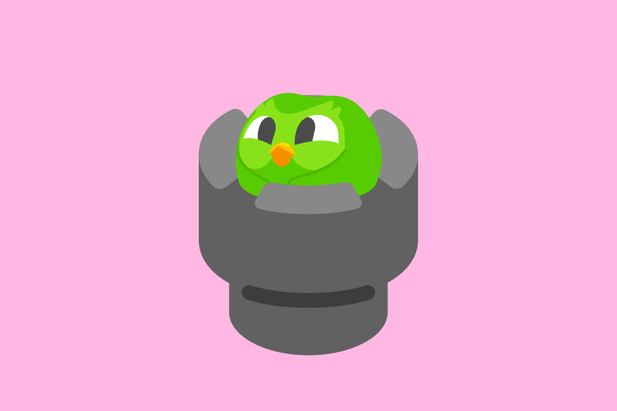 Duo the owl sitting inside a rook chess piece looking awed