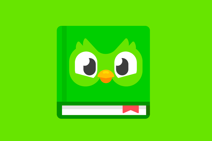 緑色の表紙の本のイラスト。表紙にはフクロウのデュオの顔が描かれている。