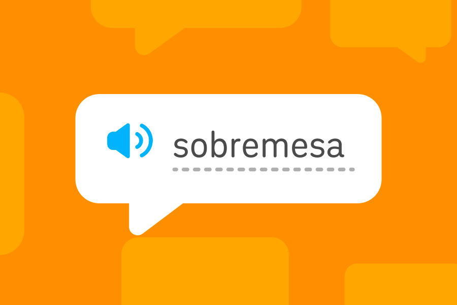 スペイン語の「ソブレメサ」という単語が 書かれた吹き出しのイラスト