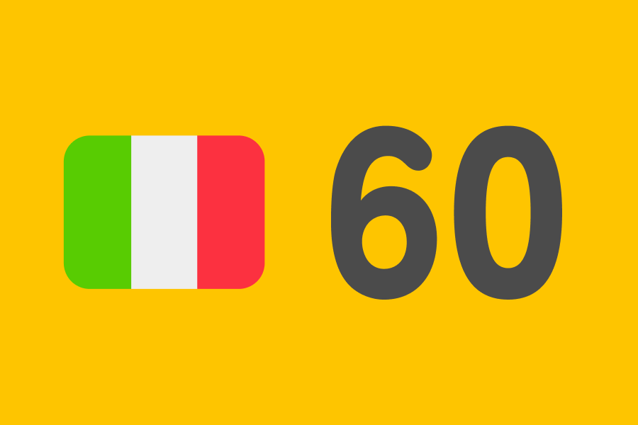 Le drapeau italien à côté du nombre 60