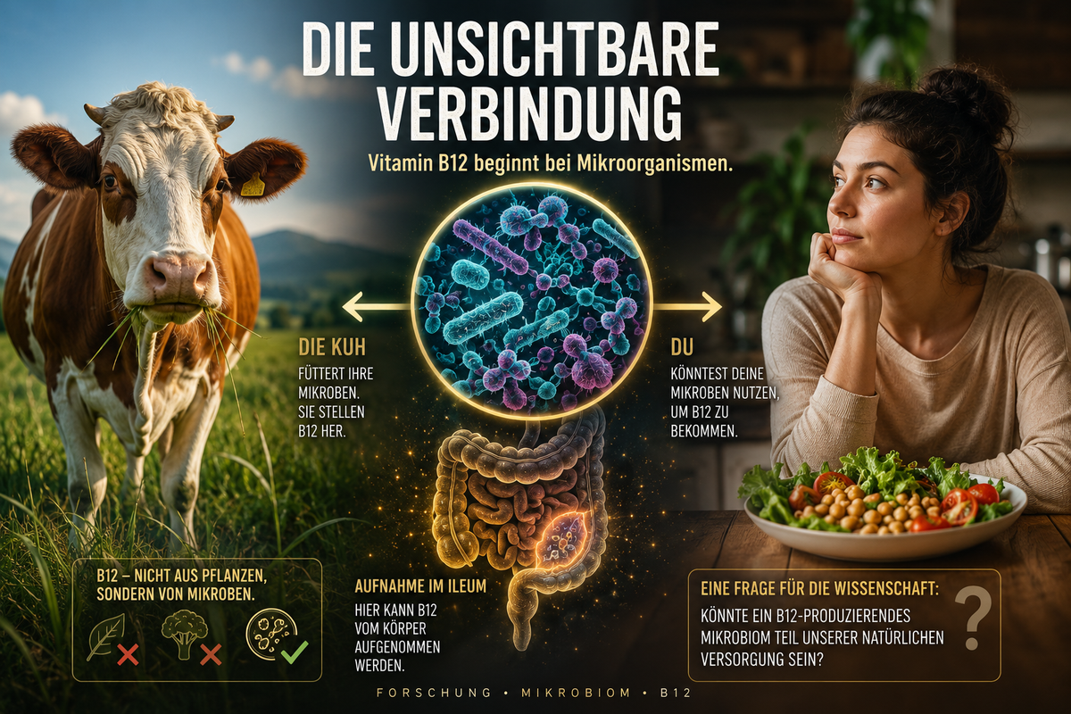 Die Kuh frisst kein Fleisch. Woher bekommt sie ihr Vitamin B12?