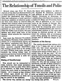 relação de amígdala e poliomielite