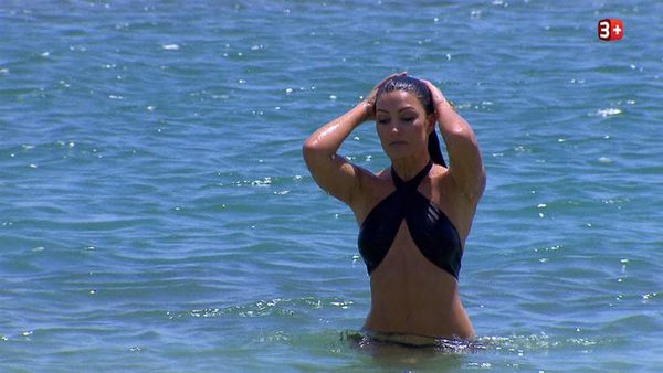 Rote Rosen und gebräunte Schränke