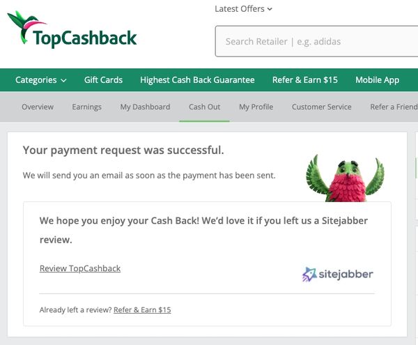 topcashback提款到嘉信理財實測