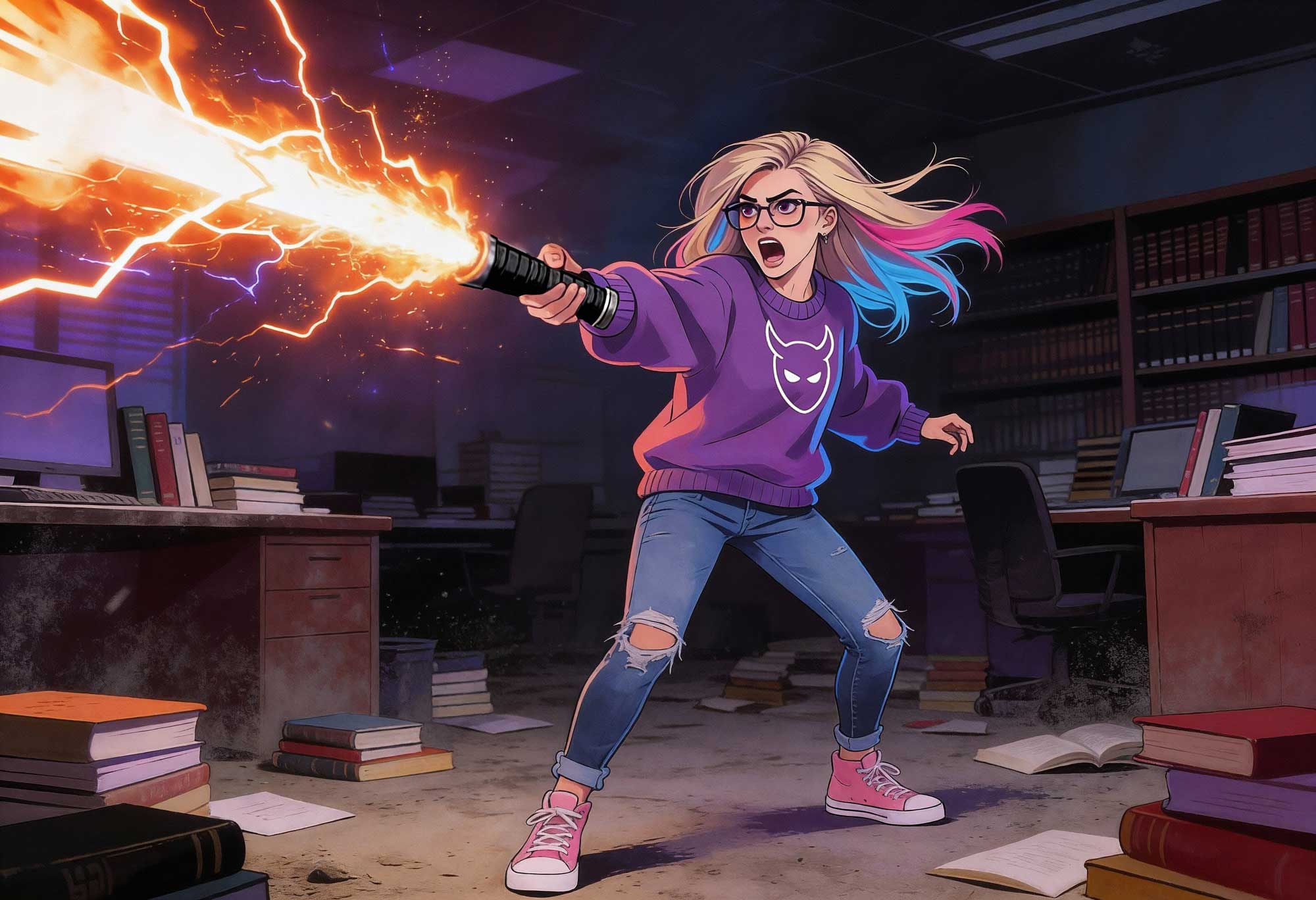 Dee ignites the laser pointer