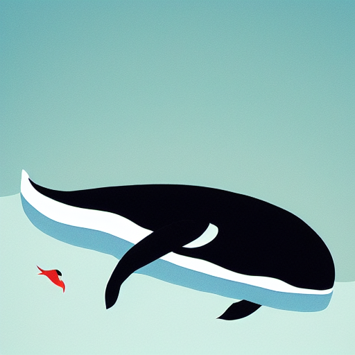Un oiseau qui vole et une baleine dans l'eau