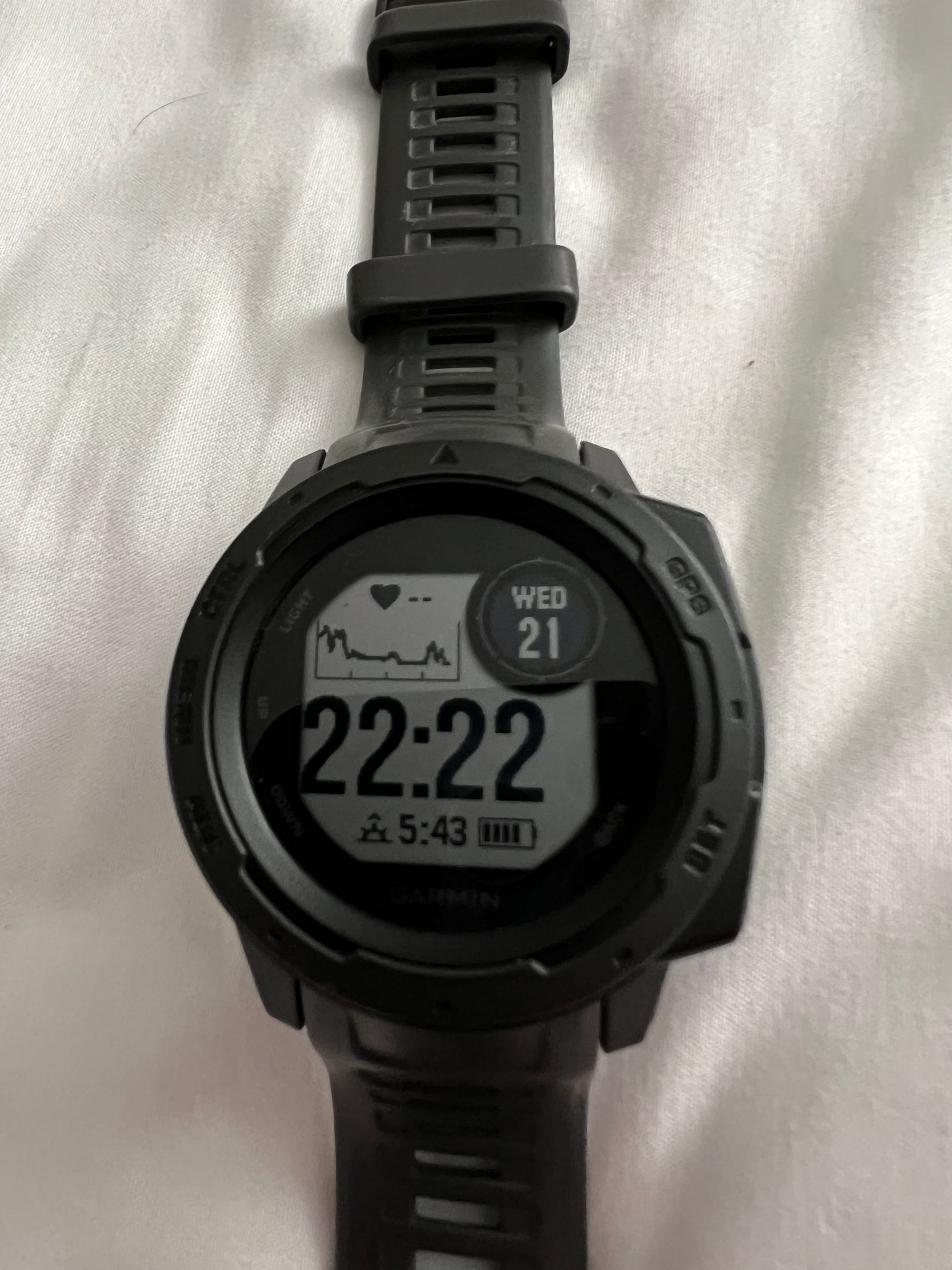 Garmin Instinct smartwatch with nearly full battery