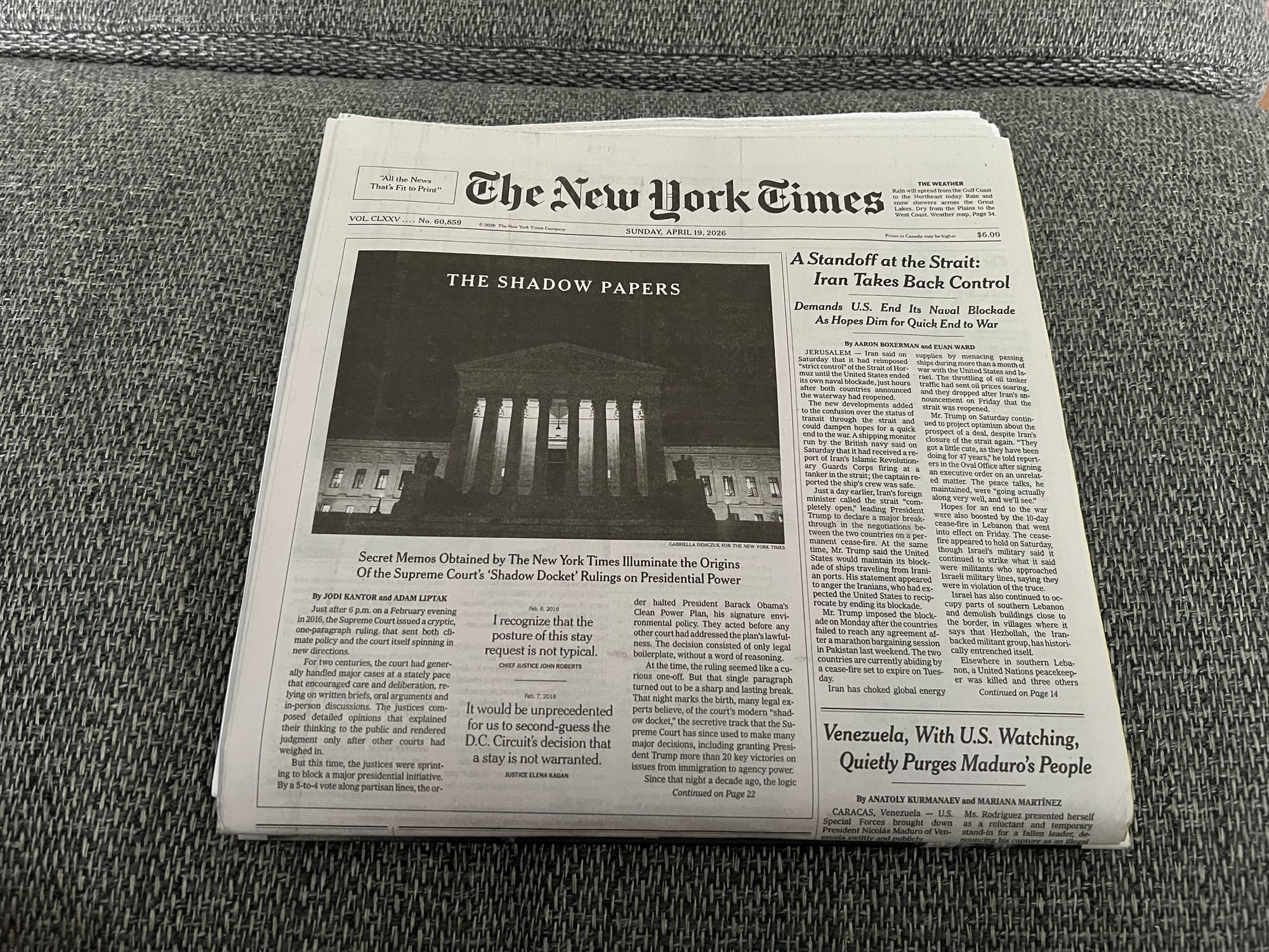 A Sunday New York Times newspaper