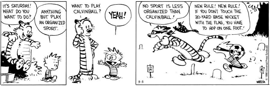 Calvin and Hobbes play Calvinball