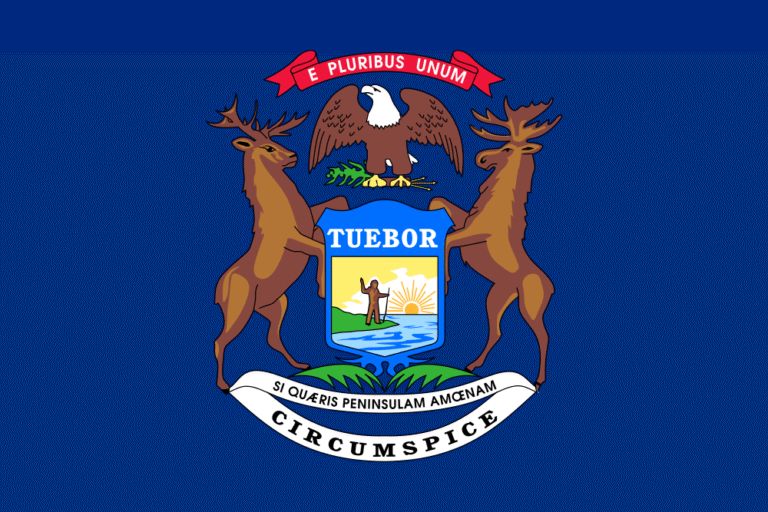 Michigan state flag showing expat residency and domicile requirements for Americans abroad