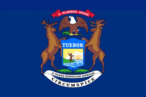 Michigan state flag showing expat residency and domicile requirements for Americans abroad
