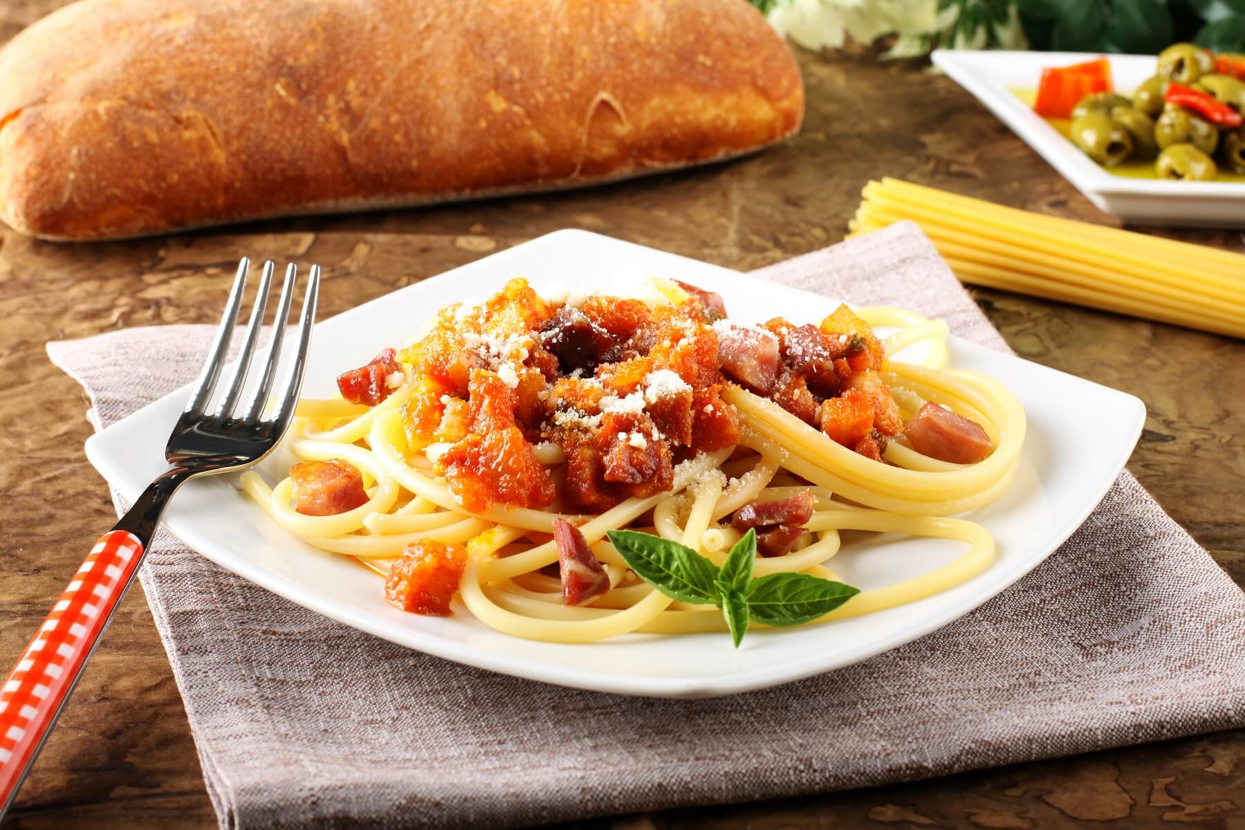 Traditional Amatriciana Bucatini