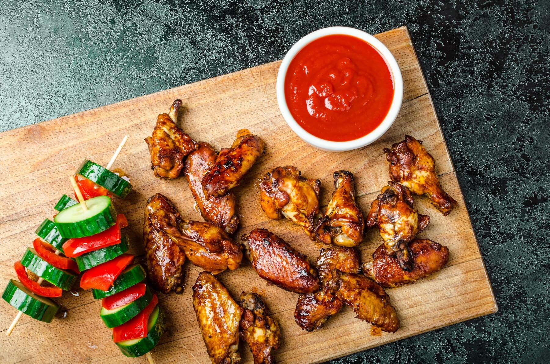 Easy Sticky Chinese Wings with Cucumber Recipe