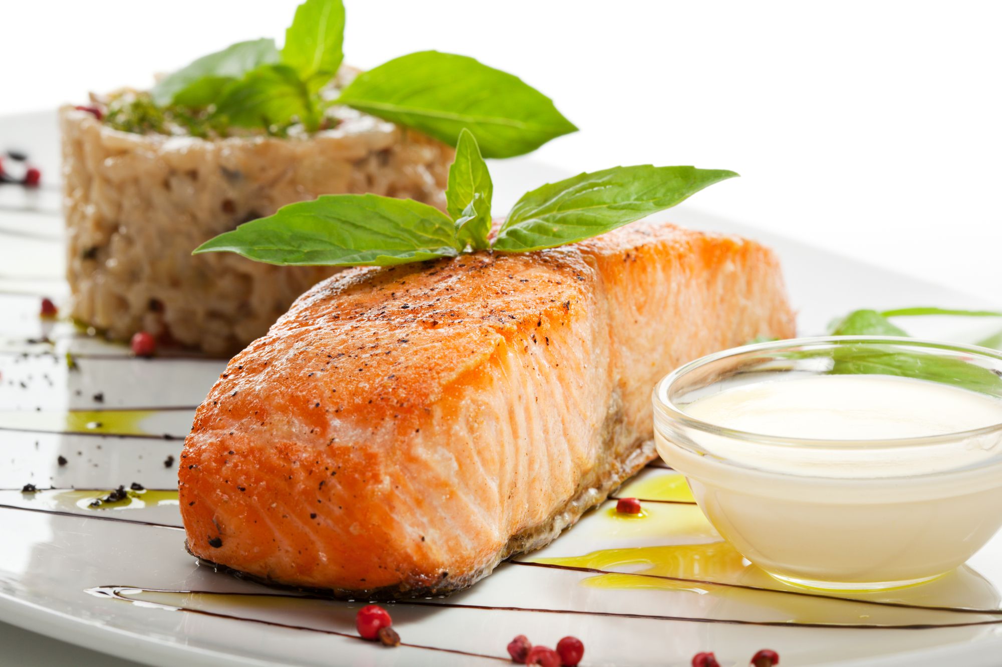 Baked Salmon with Chorizo Rice