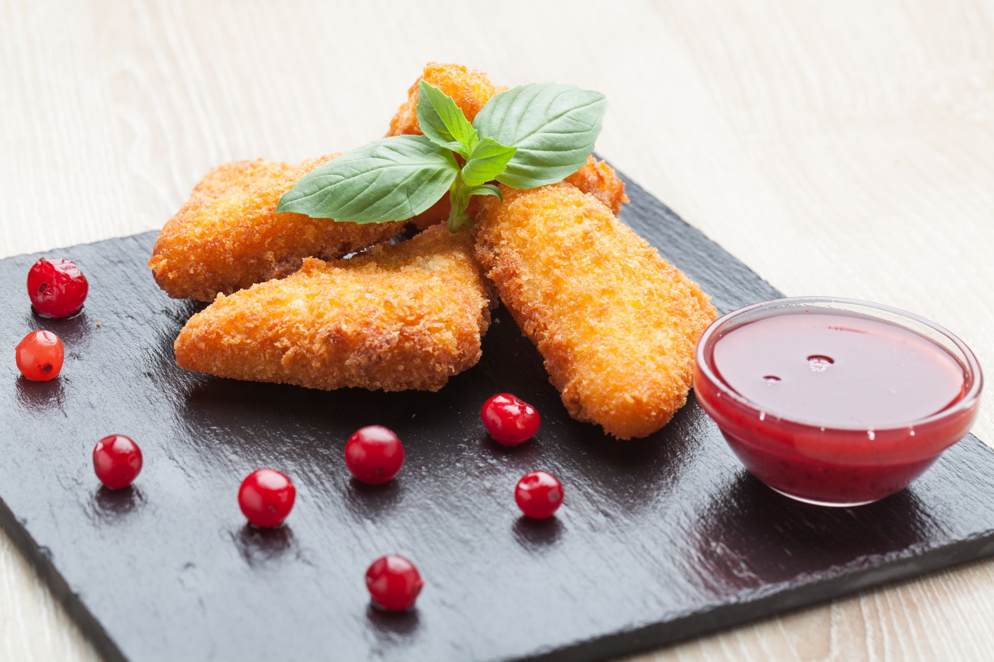 Breaded Cheese with Berry Compote