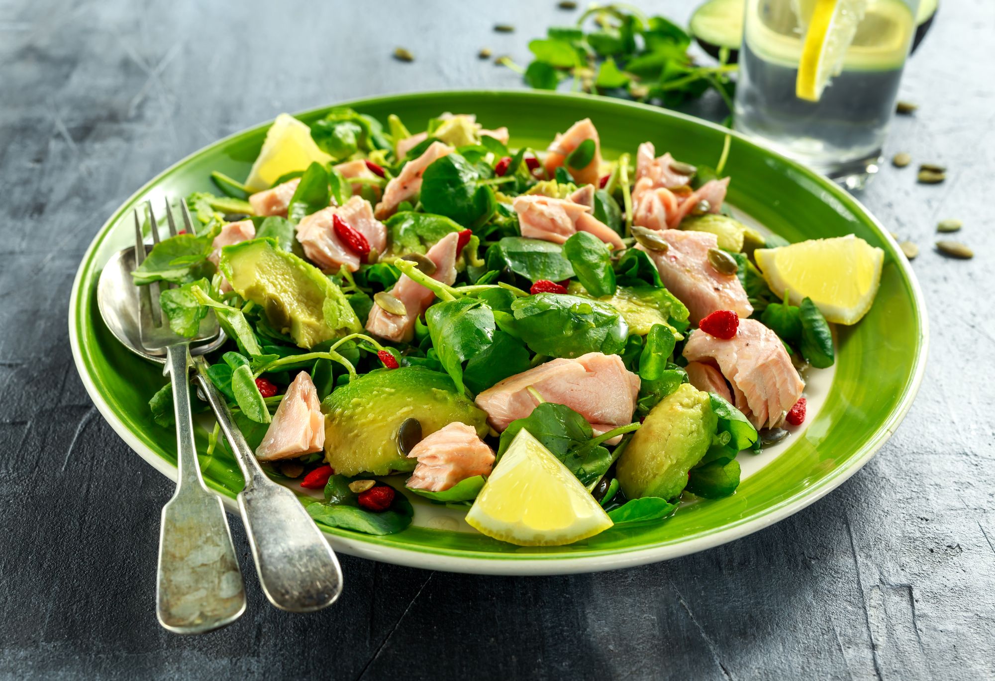 Salmon, Watercress, and Avocado Salad