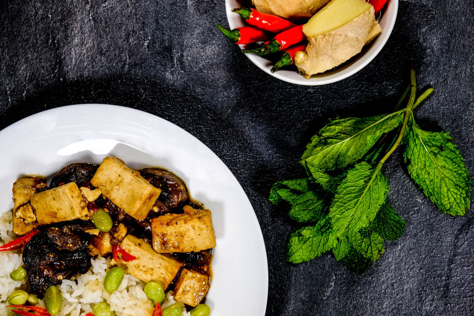 Spicy Tofu with Edamame Beans