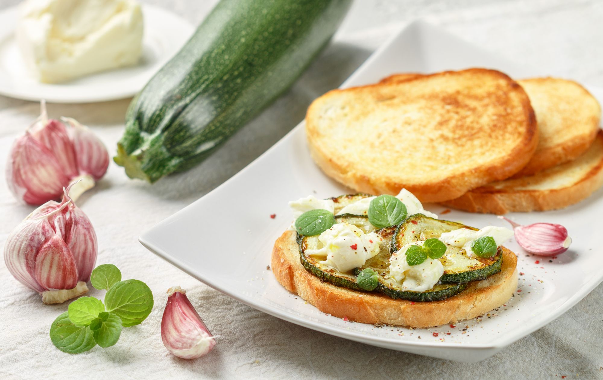 Mozzarella, Zucchini, and Fennel Bruschetta
