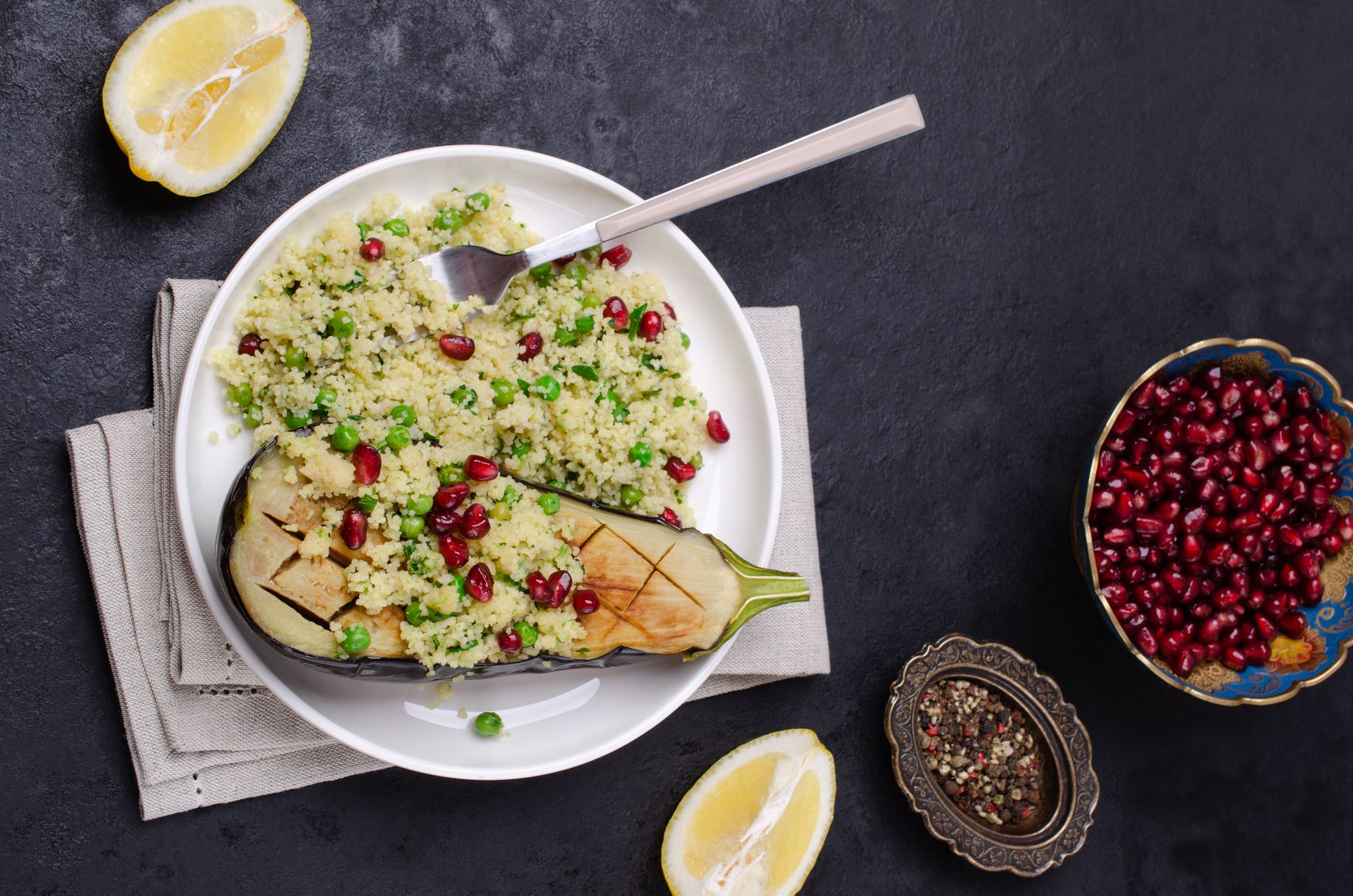 Eggplant with Miso and Couscous