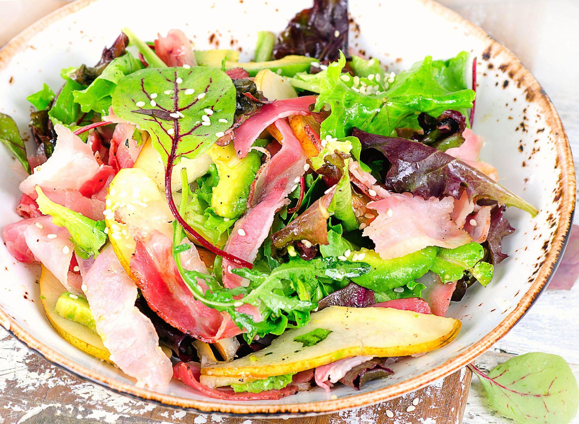 Pear, Cheese, and Ham Salad