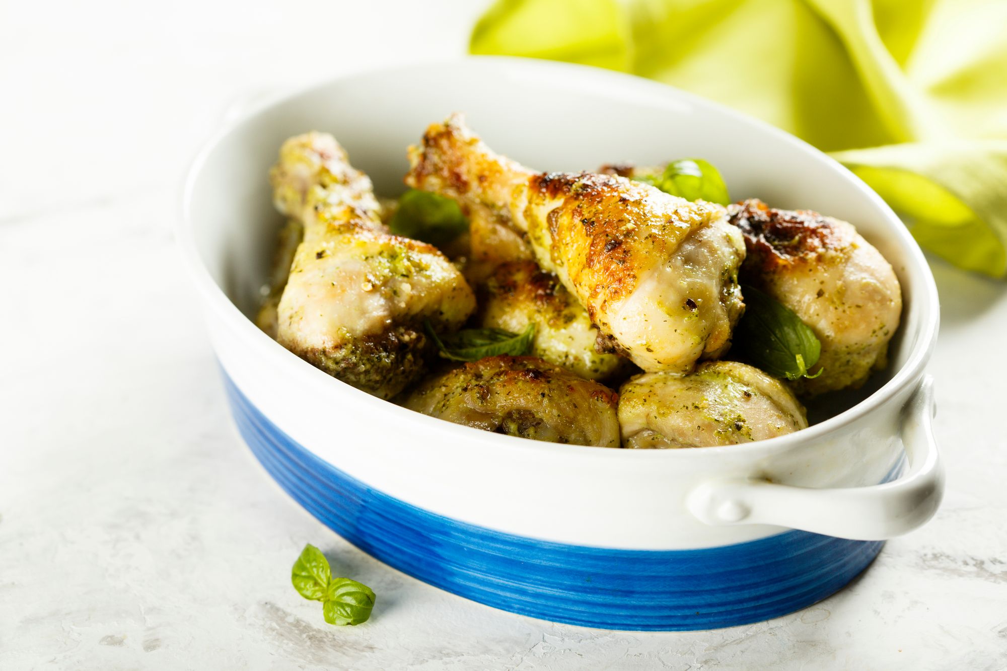 Pesto Chicken Legs with Beans and Kale
