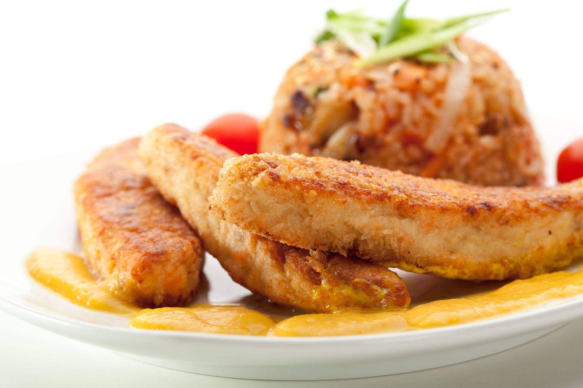 Herbed Fish Fingers with Chinese Rice