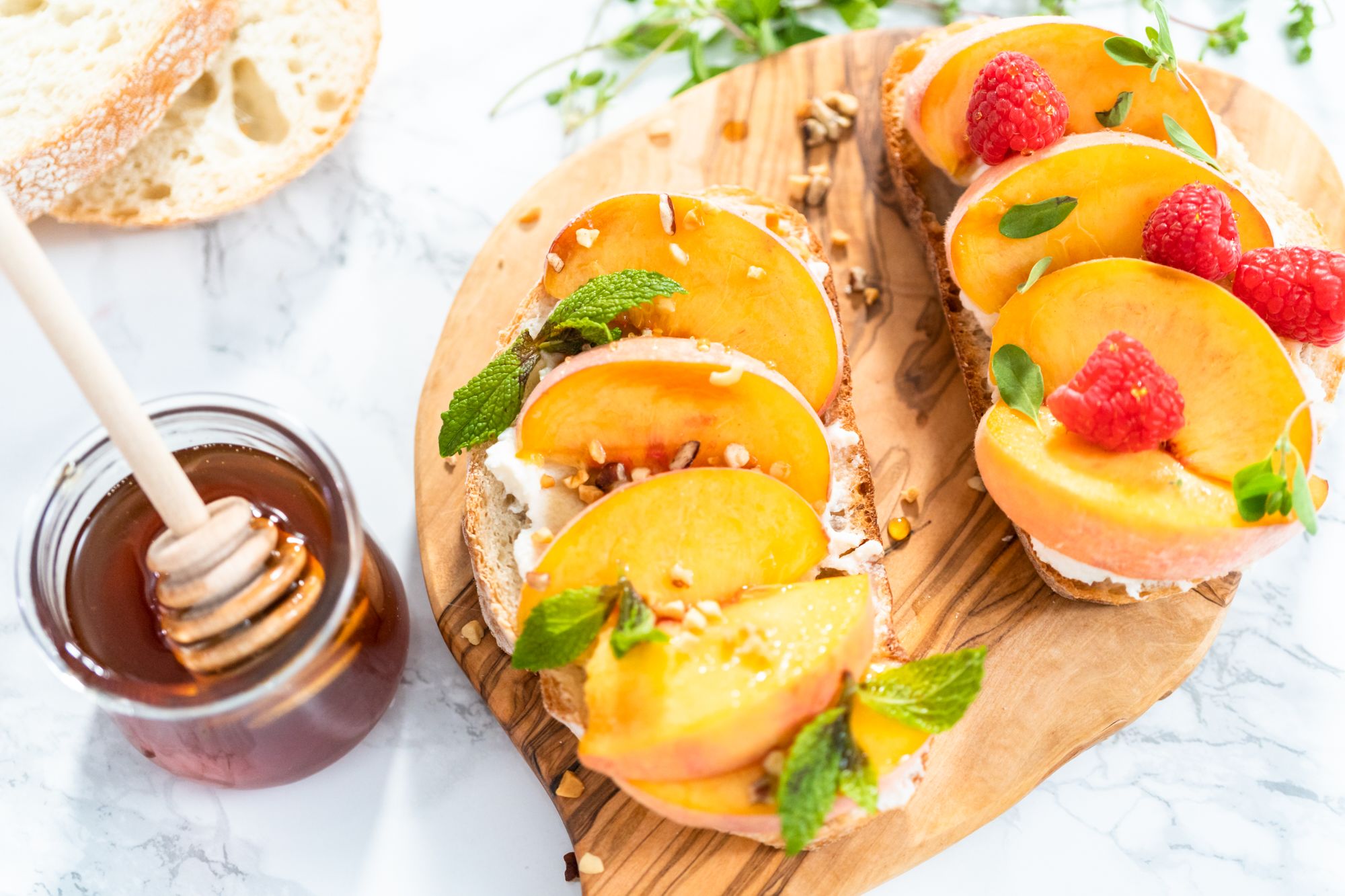 Peach and Raspberry Dessert Salad