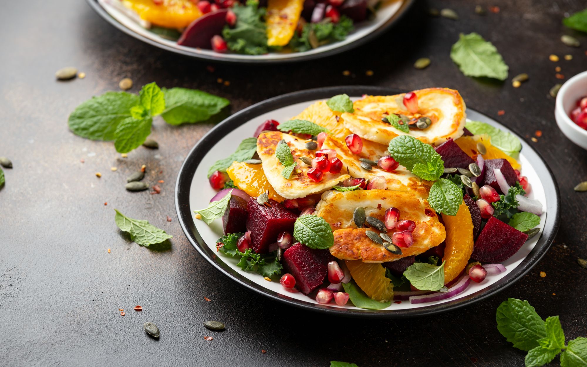 Beetroot, Halloumi, and Pomegranate Salad
