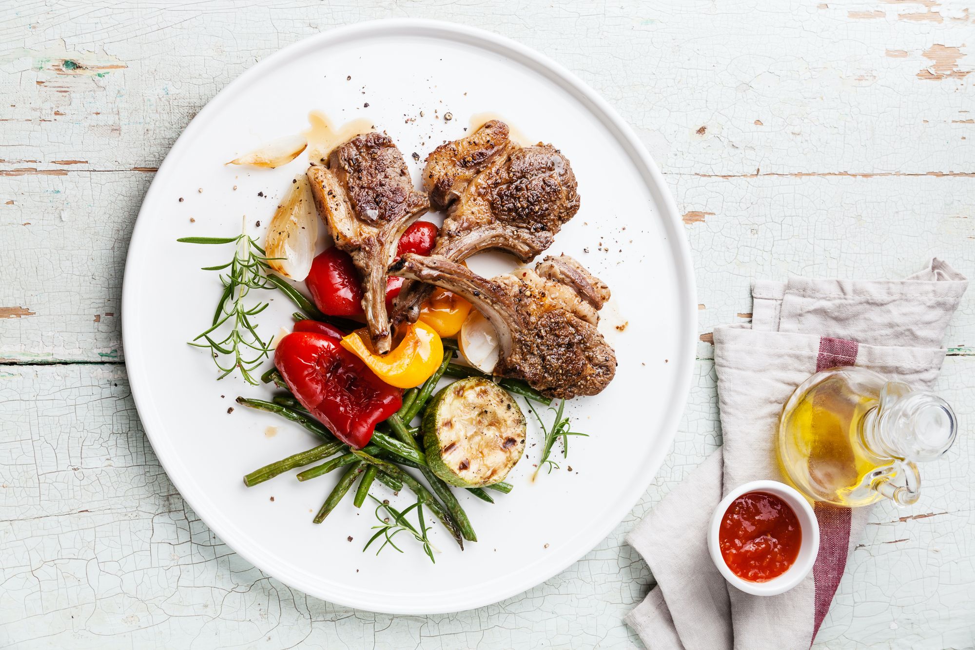Lamb Chops with Feta and Zucchini Salad