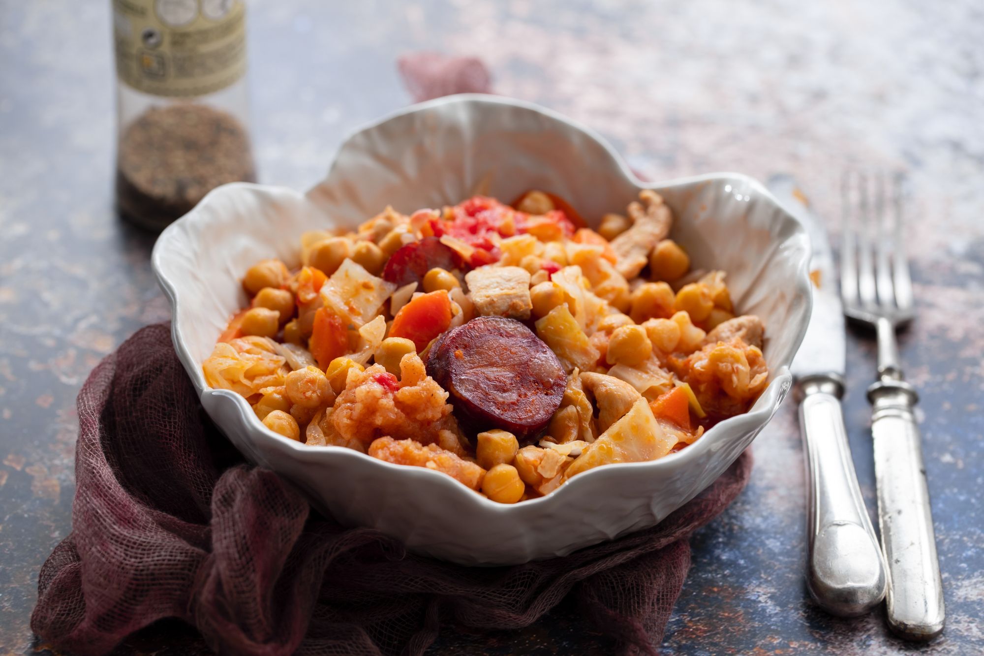 Chorizo, Pork, and Bean Stew